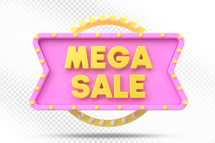 PSD ilustracja 3d mega sale label