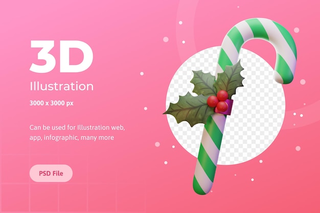 Ilustracja 3d Merry Christmas Candy Kwiat Poinsecja Dla Aplikacji Internetowej Infografika Reklamowa