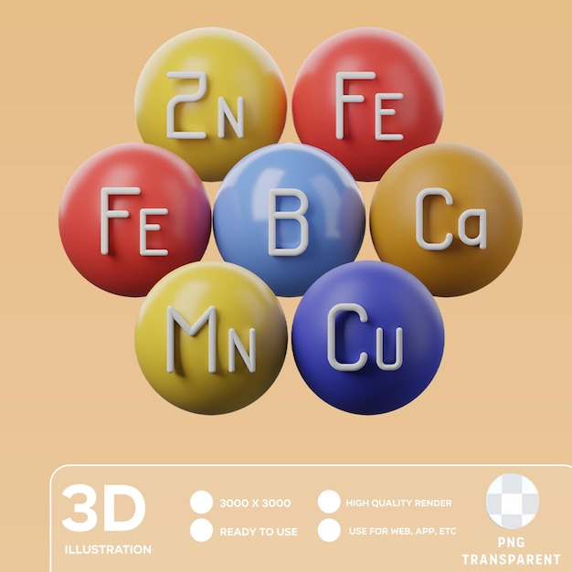 Ilustracja 3d Mikroelementów Psd