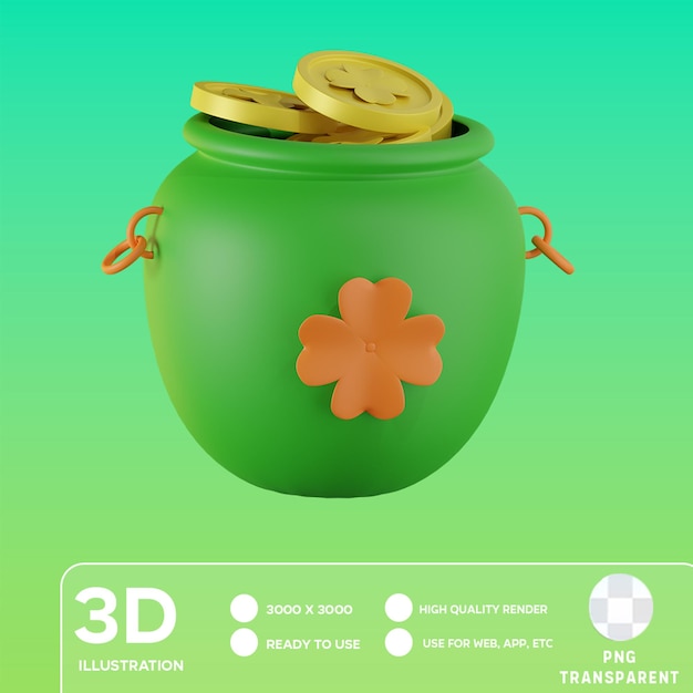 Ilustracja 3D monet PSD Pot