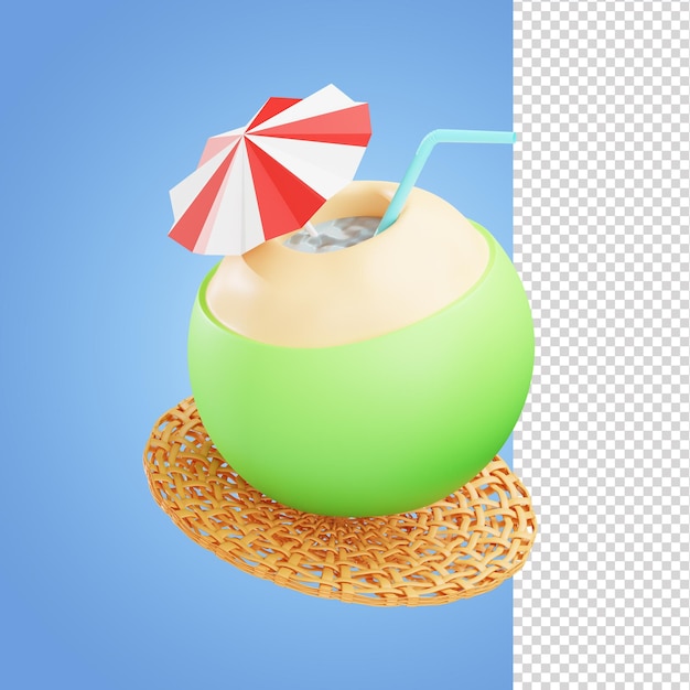 PSD ilustracja 3d napój kokosowy