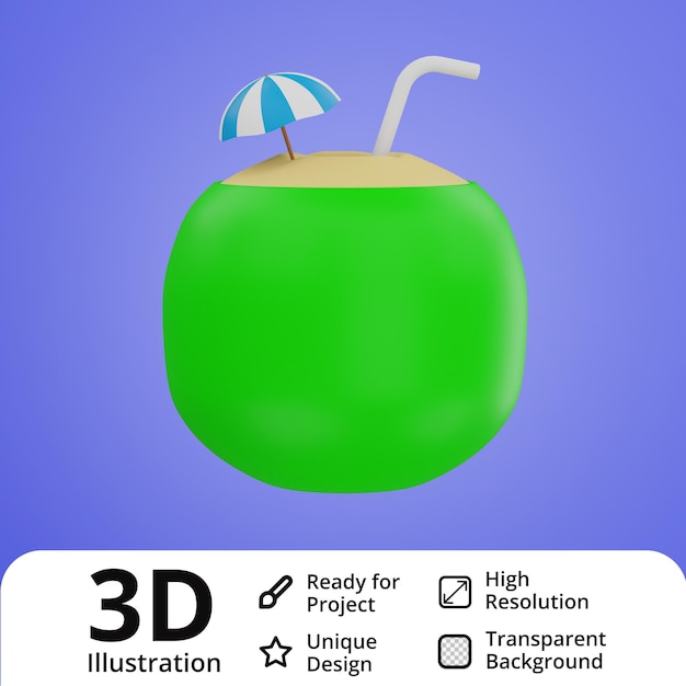 Ilustracja 3d napój kokosowy