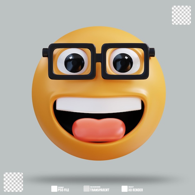 PSD ilustracja 3d nerd face