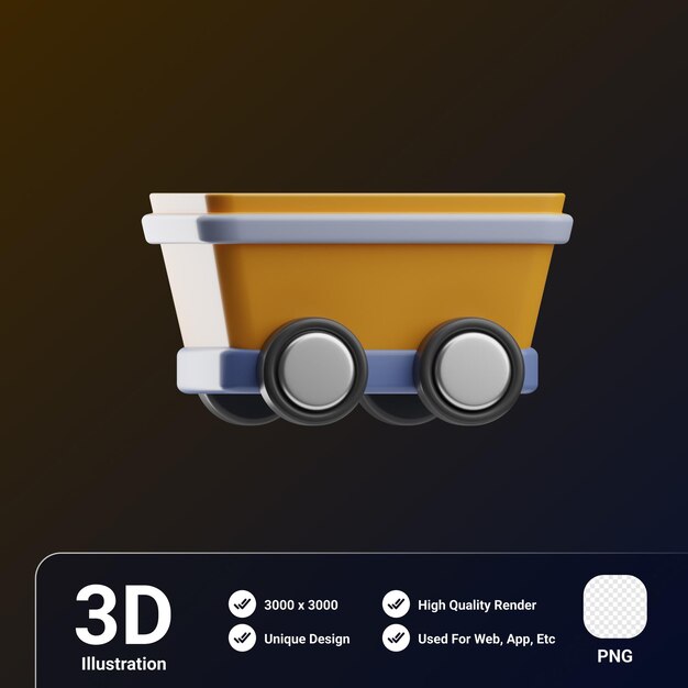 PSD ilustracja 3d obiektu inżynieryjnego wagonu