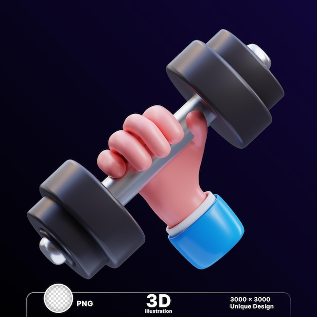 Ilustracja 3d Osoby Trzymającej Dumbbell Na Przezroczystym Tle