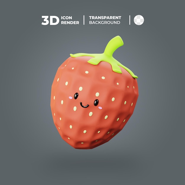 Ilustracja 3D owoców truskawki