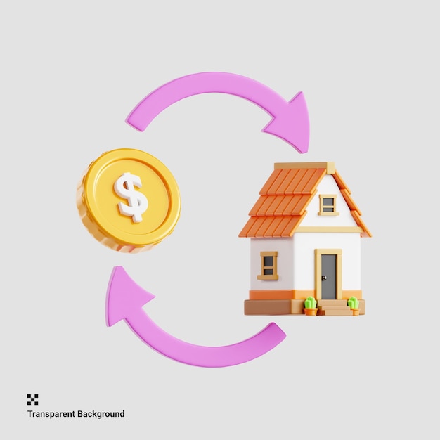 PSD ilustracja 3d pieczęci i formalności związanych z zatwierdzeniem kredytu hipotecznego