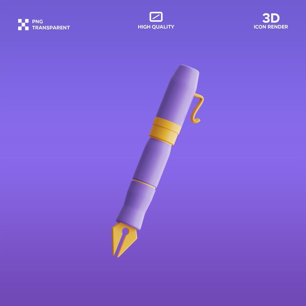 Ilustracja 3D pióra atramentowego PSD