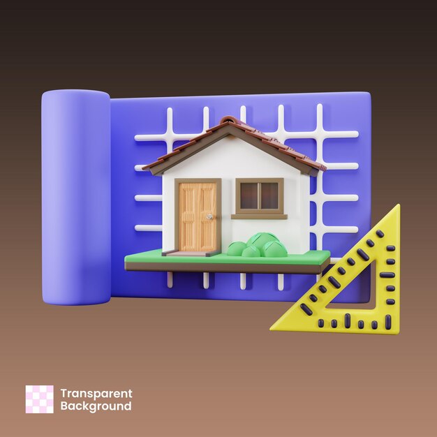 PSD ilustracja 3d planu nieruchomości