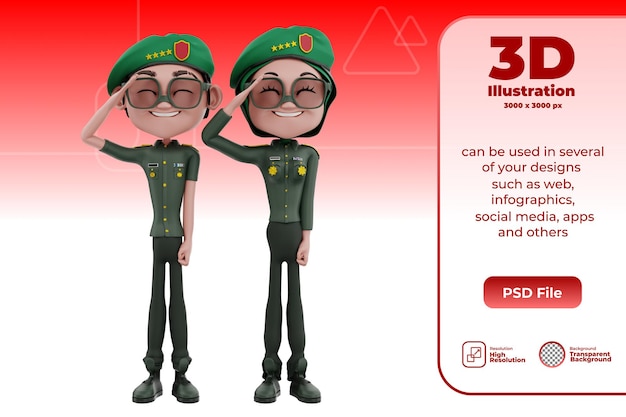 Ilustracja 3d Postaci Indonezyjskich Dni Niepodległości