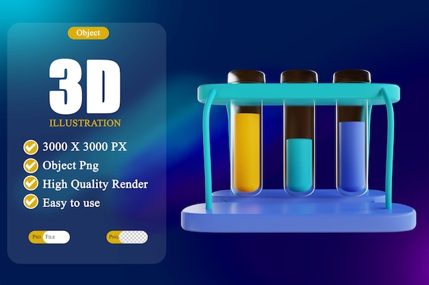 PSD ilustracja 3d probówki 3