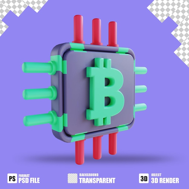 Ilustracja 3D Procesor Bitcoin 2 odpowiedni dla kryptowalut