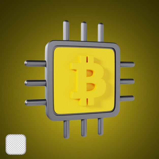 Ilustracja 3d procesora Bitcoin