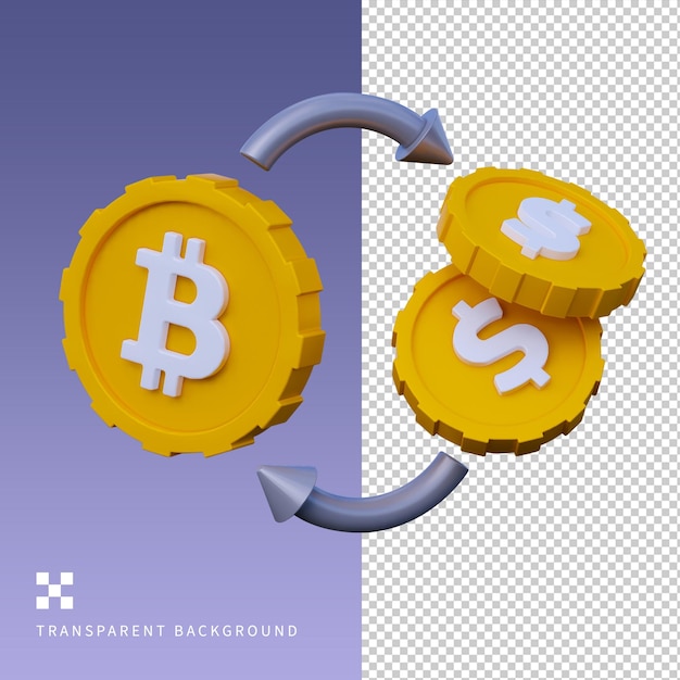 Ilustracja 3D PSD Bitcoin Exchange