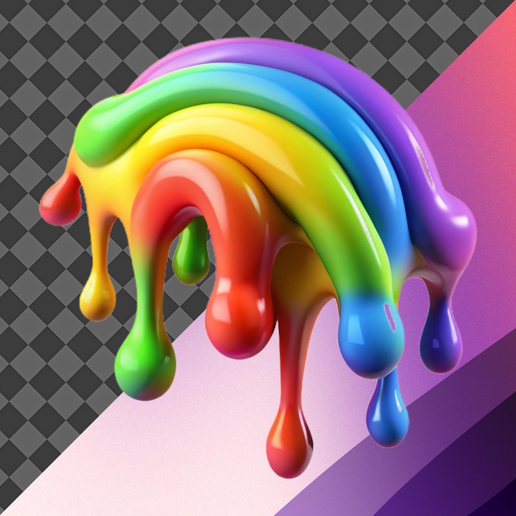 PSD ilustracja 3d rainbow paint dripping