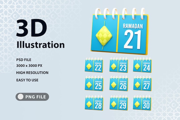 Ilustracja 3d Ramadanowego Dnia Kalendarzowego