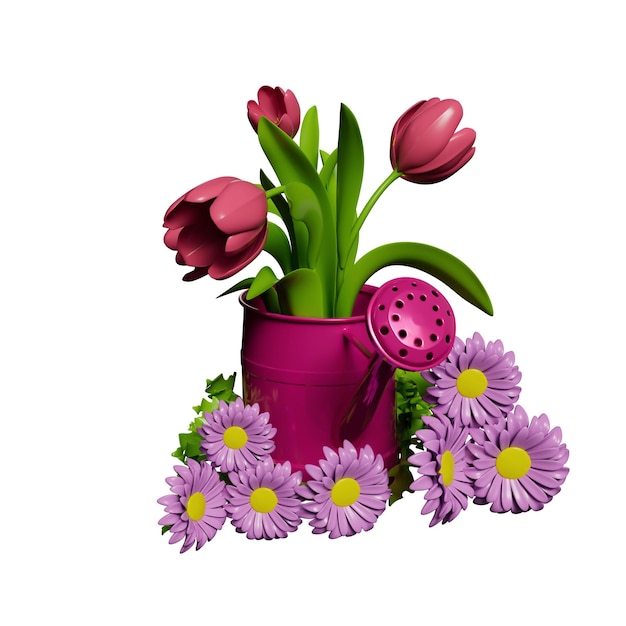 Ilustracja 3D roślin kwiatowych