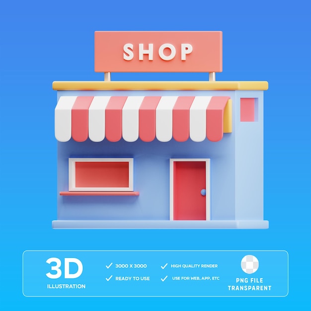 Ilustracja 3D sklepu PSD