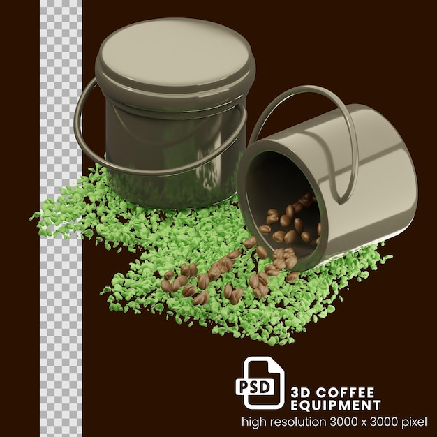PSD ilustracja 3d sprzętu do kawy