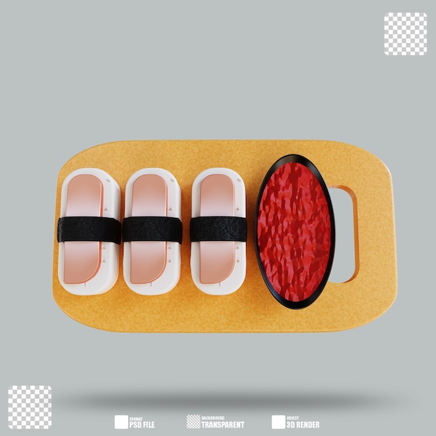 PSD ilustracja 3d sushi 3