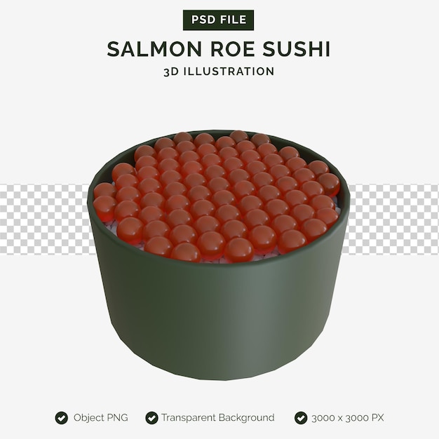 PSD ilustracja 3d sushi ikry łososia