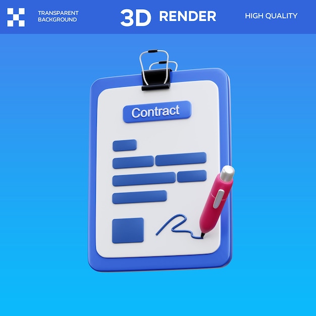 Ilustracja 3D umowy PSD