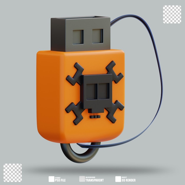 Ilustracja 3d Uszkodzony Usb 3