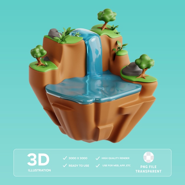Ilustracja 3D wodospadu PSD
