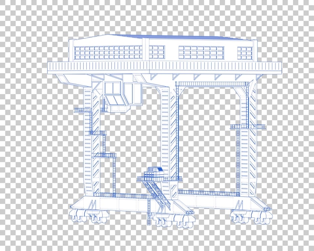 PSD ilustracja 3d wyświetlania dźwigu izolowanego na przezroczystym tle