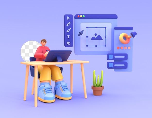 Ilustracja 3D z ilustracją koncepcyjną projektanta postaci