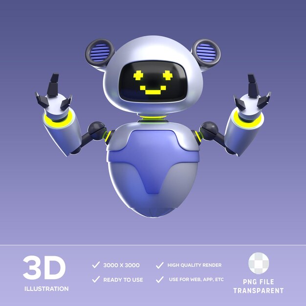 Ilustracja 3D z podniesioną ręką robota