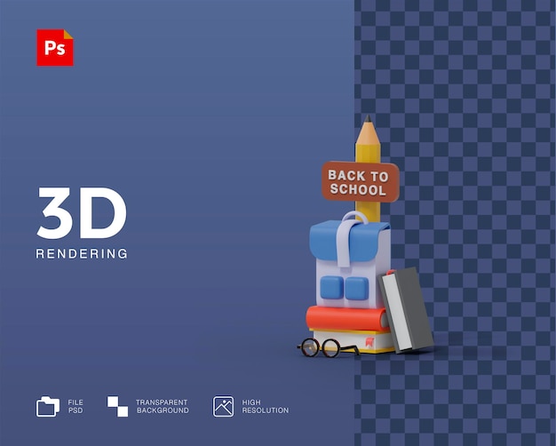 Ilustracja 3d Z Powrotem Do Szkoły