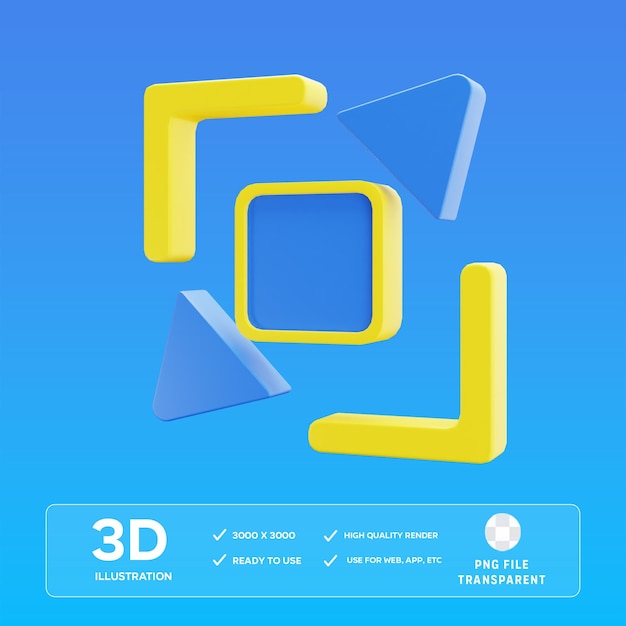 Ilustracja 3D z strzałką kwadratową