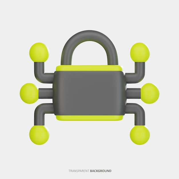 PSD ilustracja 3d zabezpieczeń sieci