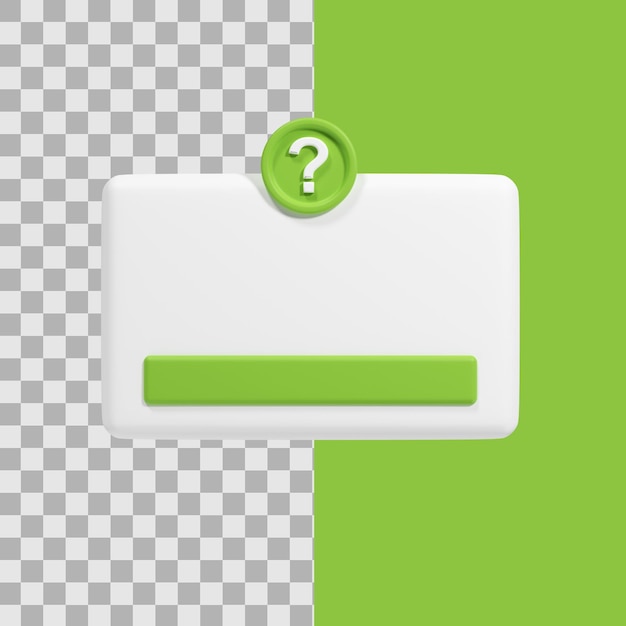 Ilustracja 3D zielone pudełko z pytaniem przezroczyste tło