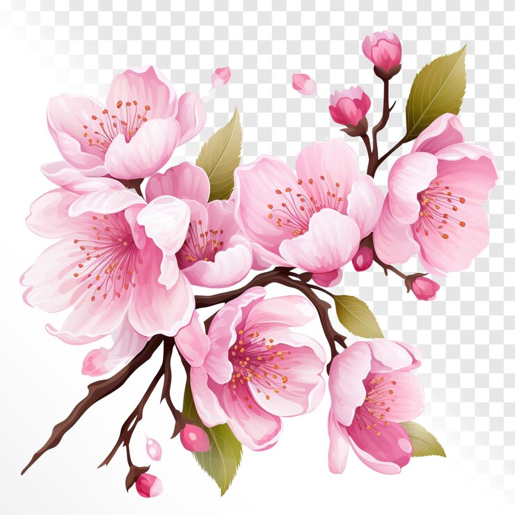 ilustracja Akwarel kwiat Sakura na przezroczystym tle
