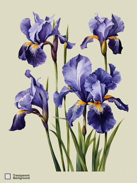 PSD ilustracja akwarelowa iris