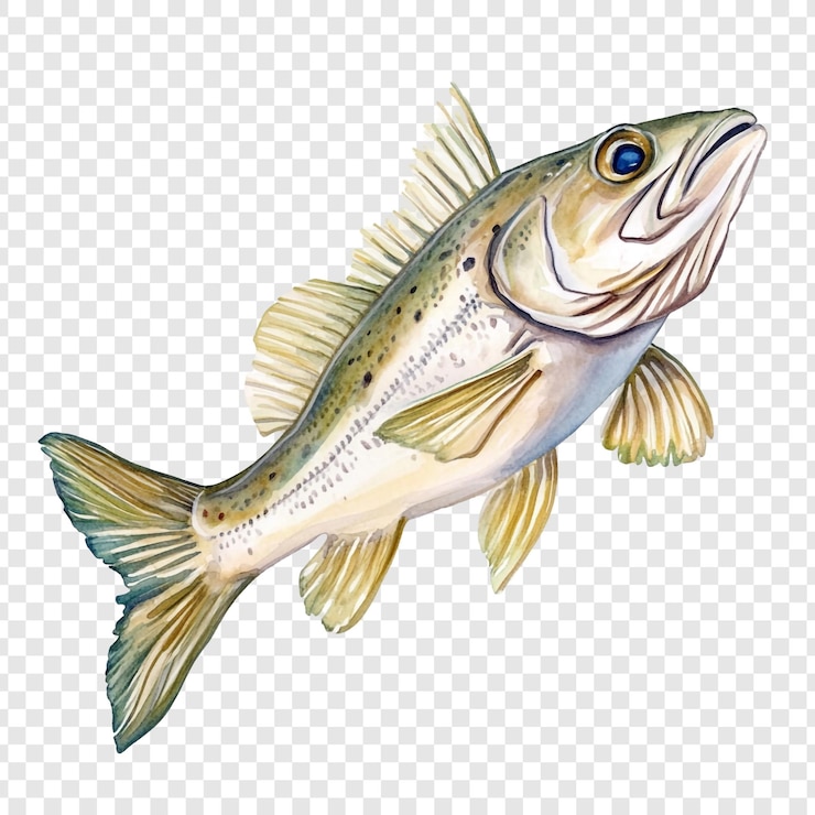 PSD ilustracja akwarelowa ryby żółtego ogona