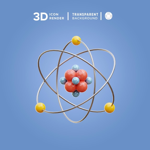 PSD ilustracja atomowa ikony 3d