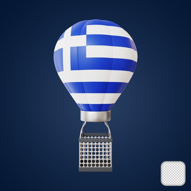 PSD ilustracja balonu powietrznego grecja flag element 3d