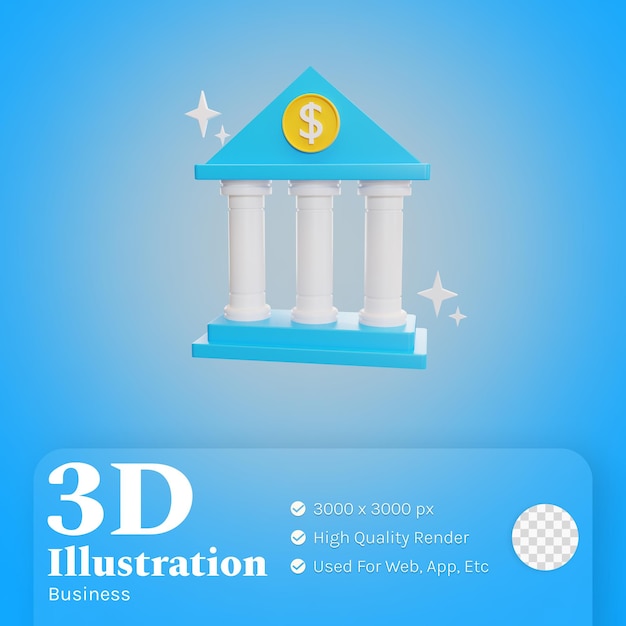 PSD ilustracja banku 3d