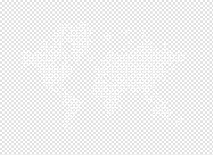 PSD ilustracja białej mapy świata wykonanej z kropek na przezroczystym tle.