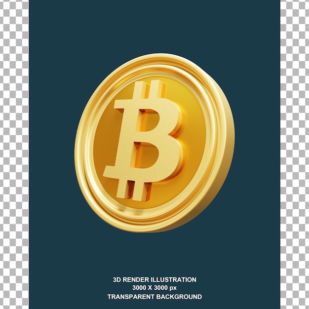 PSD ilustracja bitcoina renderowania 3d