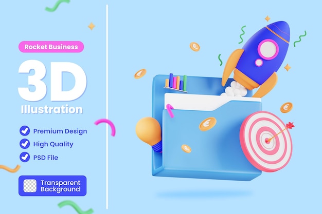 Ilustracja biznesowa rakiety 3D