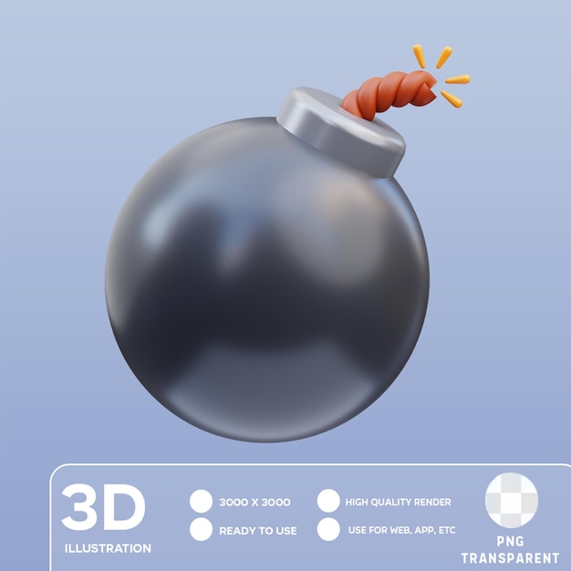 PSD ilustracja bomby psd 3d