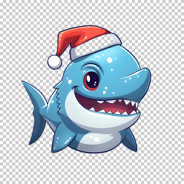 PSD ilustracja charakter rekina świątecznego wyizolowany na przezroczystym tle