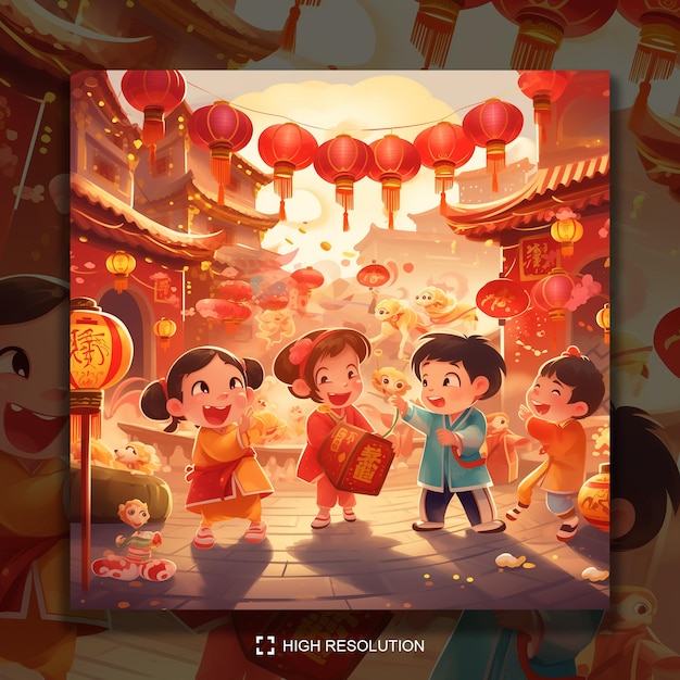 PSD ilustracja chińskiego nowego roku