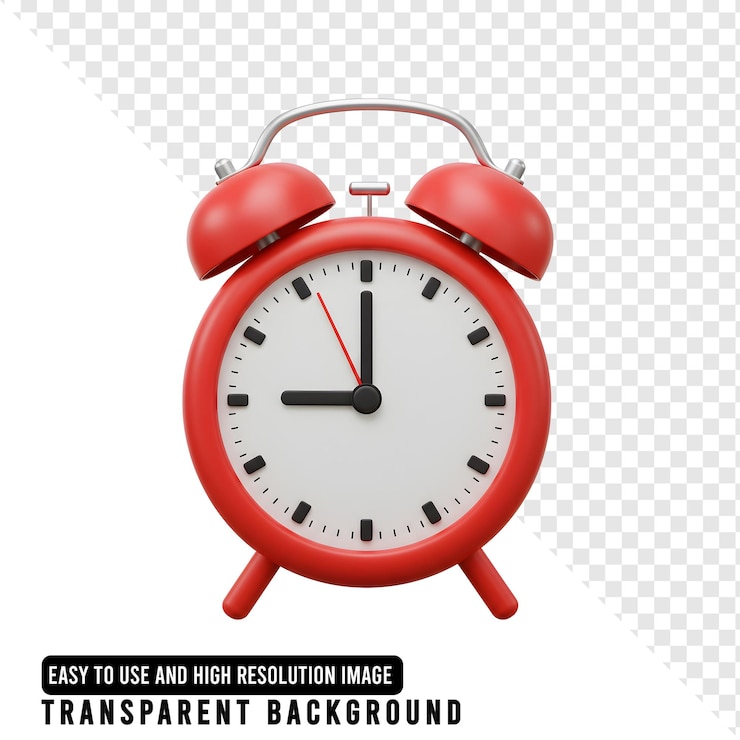 PSD ilustracja czerwonego budzika