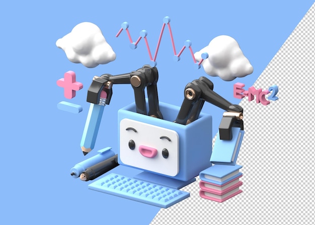 ilustracja do nauki online w stylu 3d