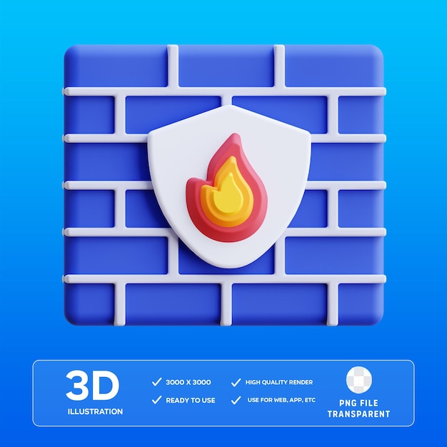 Ilustracja firewalla PSD 3D